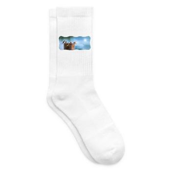 Fotodesign Spatzen-Meeting geschwungen umrandet - Tennissocken - Weiß - Rechts
