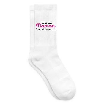 J'ai une Maman qui déchiiire !!! Fête des Mères - Chaussettes de tennis - blanc - Droite