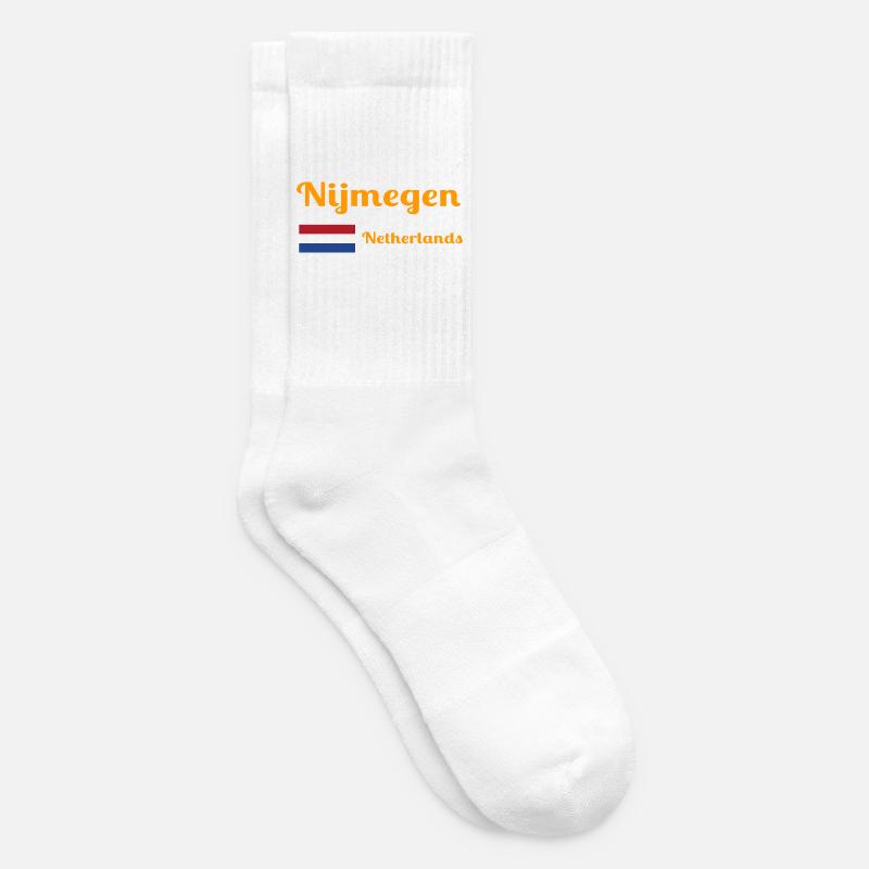 Nimègue Pays-Bas - Imprimés élégants - Chaussettes de tennis - blanc