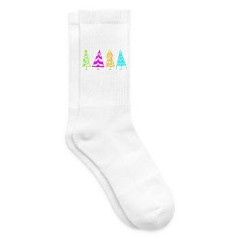 Colorful Christmas Tree Illustration - Tennis socks - white - Right