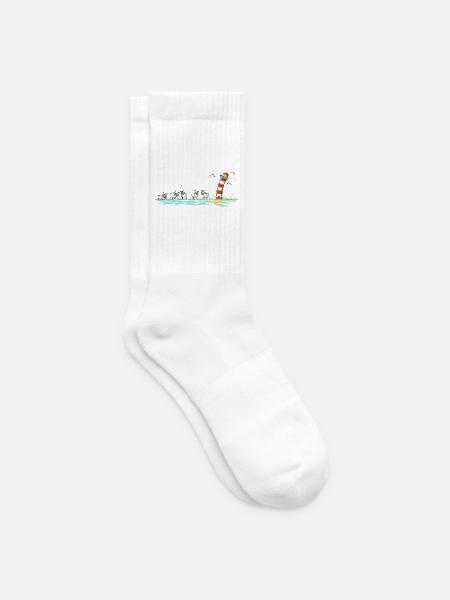 Leuchtturm und Schafe I Nordsee Ostsee Küste - Tennissocken - Weiß