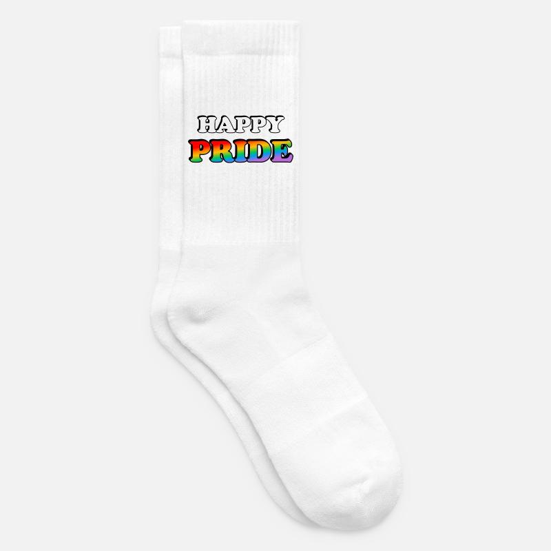 Pride Rainbow Text Design - Tennis socks - white