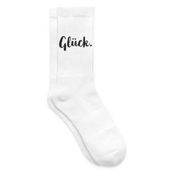Glück Handlettering Schriftzug - Tennissocken - Weiß - Rechts