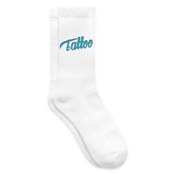 Tattoo Script in Teal - Tennis socks - white - Right