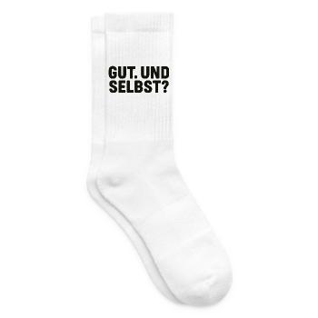 GUT. UND SELBST? Typografie-Frage - Tennissocken - Weiß - Rechts