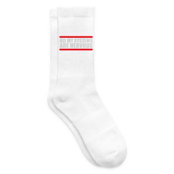 Tous mes systèmes sont nerveux, peur drôle, logo de nerd - Chaussettes de tennis - blanc - Droite