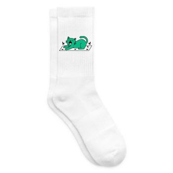Gaehnende Katze Yoga Grafik - Tennissocken - Weiß - Rechts