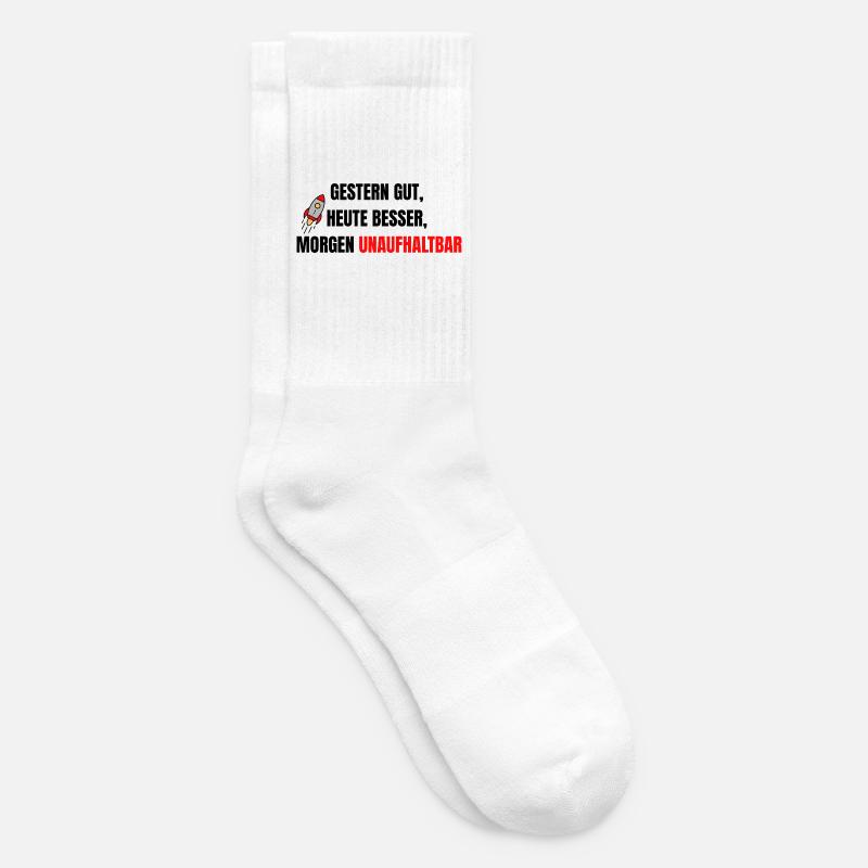 Gestern gut, heute besser, morgen unaufhaltsam. - Tennissocken - Weiß