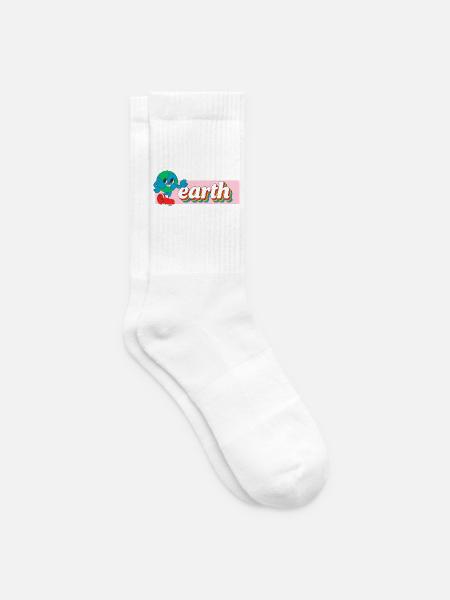 Earth Joy Retro Cartoon Tee Druck - Tennissocken - Weiß