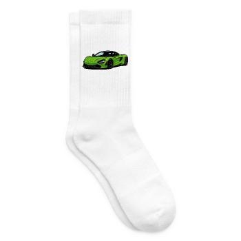 Lime Green Supercar–Illust - Tennis socks - white - Right