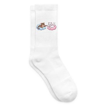 Katzen auf Wolken – Cute Illustration - Tennissocken - Weiß - Rechts