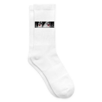 Roter Blick Anime Augen im Schwarzweiß - Tennissocken - Weiß - Rechts