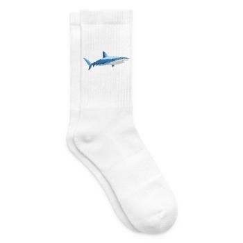 Blauer Hai im Comic Stil - Tennissocken - Weiß - Rechts