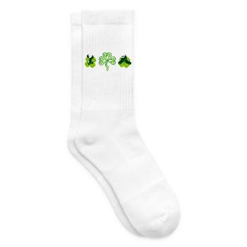 Irische Tanzschuhe, Klee und grünes Kleeblatt - Tennissocken - Weiß - Rechts