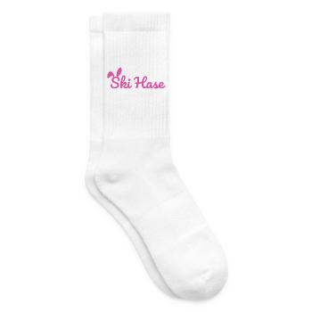 Ski Rabbit Ski Party Snow Winter Slope pink - Tennis socks - white - Right