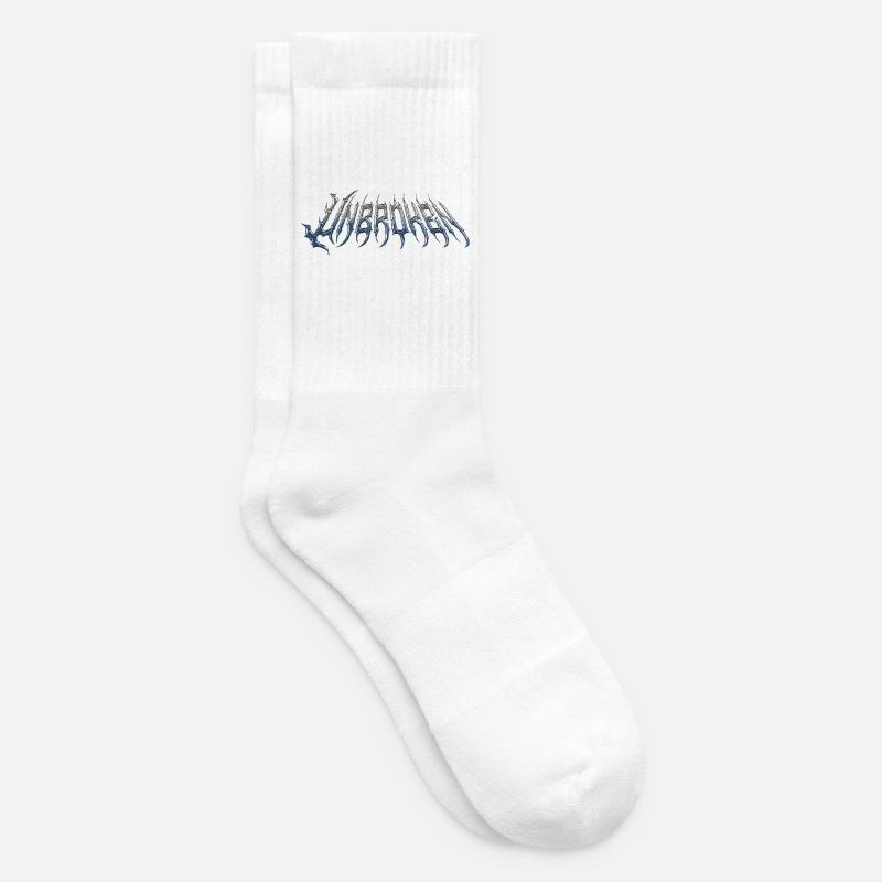 Unbroken – kaltmetallischer Chromtext - Tennissocken - Weiß
