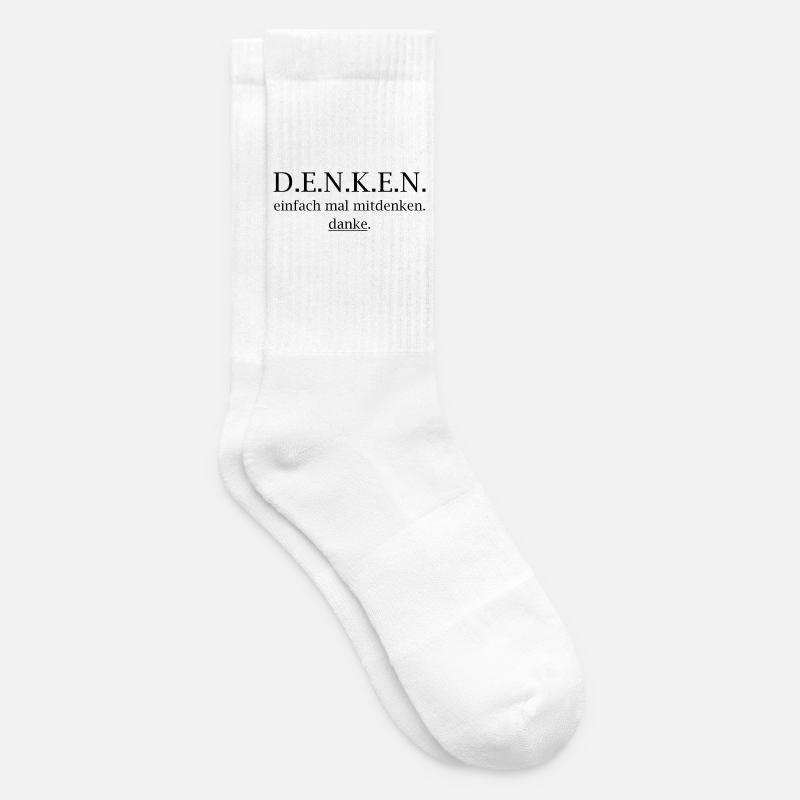 denken! einfach mal mitdenken. danke. - Tennissocken - Weiß