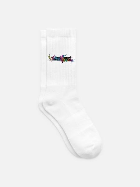Bunte Musiknoten Regenbogen Aquarell - Tennissocken - Weiß