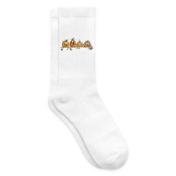 Lustige Kürbisse auf Ranke Herbst Kürbis - Tennissocken - Weiß - Rechts