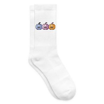 Drei bunte Halloween Kürbisse - Tennissocken - Weiß - Rechts