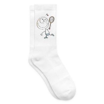 Lustiges Badminton Spieler Strichmännchen - Tennissocken - Weiß - Rechts