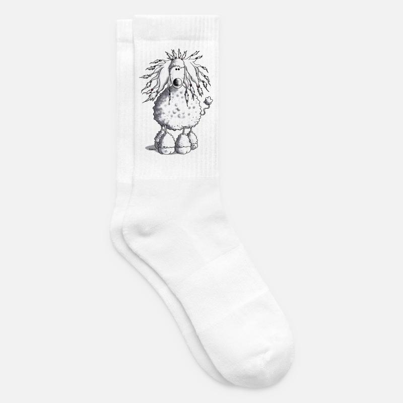 Wuscheliger Pudel - Hund - Tennissocken - Weiß