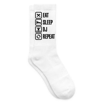 Eat Sleep DJ Repeat - Tennissocken - Weiß - Rechts