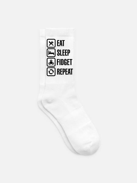 Eat Sleep Fidget Repeat - Fidget Spinner - Tennis socks - white