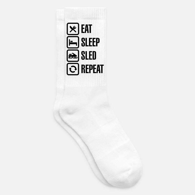 Eat sleep motor sled / snowmobile repeat - Chaussettes de tennis - blanc