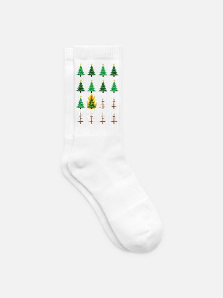 burning chrismas tree, Weihnachten, Weihnachtsbaum - Tennissocken - Weiß