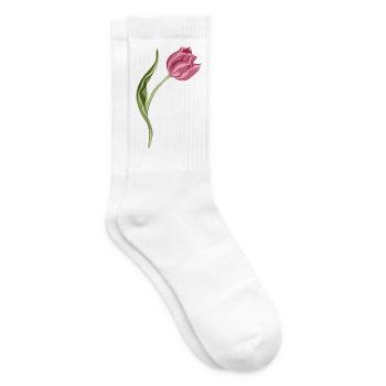 Illustration élégante de tulipe rose - Chaussettes de tennis - blanc - Droite