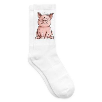 Glückliches Schwein - Tennissocken - Weiß - Rechts