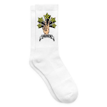 Frieden 5 gelbe Sterne - Tennissocken - Weiß - Rechts