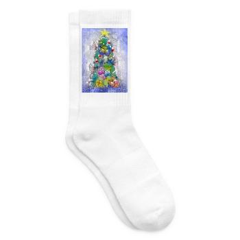 Fabelhafte Hundfamilie im Weihnachtsglanz - Tennissocken - Weiß - Rechts