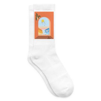 Blick aus dem Fenster im Urlaub - Tennissocken - Weiß - Rechts
