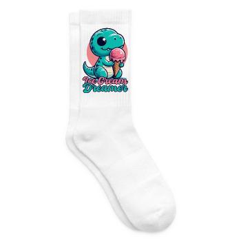 Ice Cream Dreamer Cute T-Rex with Ice Cream Gift - Tennis socks - white - Right