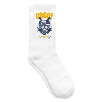 Chien cool avec des lunettes de soleil – « My Dog Rules » - Chaussettes de tennis - blanc - Droite