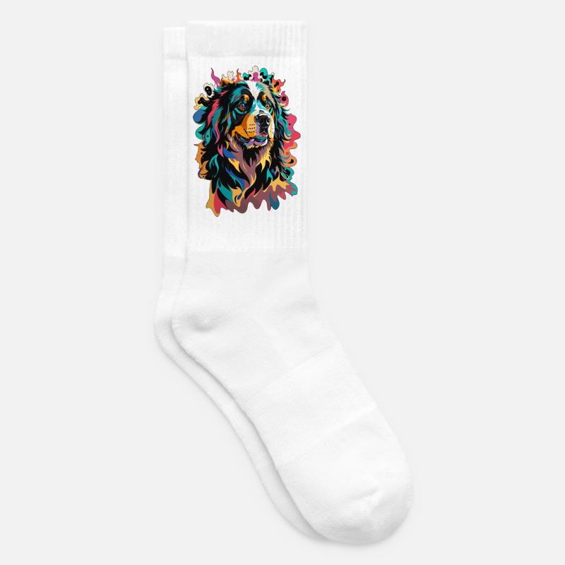 Berner Sennenhund buntes Design Tier Leidenschaft - Tennissocken - Weiß