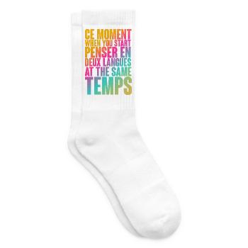Temps de réflexion multilingue Imprimer - Chaussettes de tennis - blanc - Droite