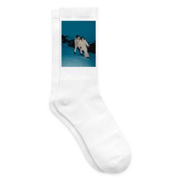 Elegant skier couple in snowy landscape - Tennis socks - white - Right
