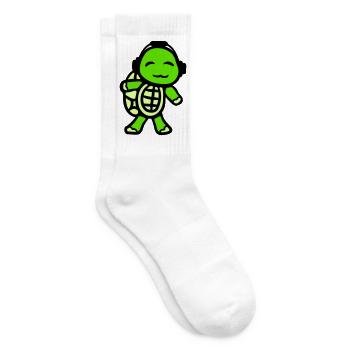 Schildkröte Kopfhörer Musik hören Club Party Spaß - Tennissocken - Weiß - Rechts
