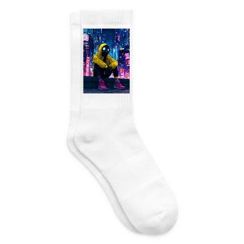 Neon City Maskierter Reiter - Tennissocken - Weiß - Rechts