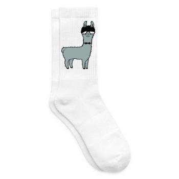 Lama Nerd Geek Hornbrille Fliege Lustig Alpaka Süß - Tennissocken - Weiß - Rechts