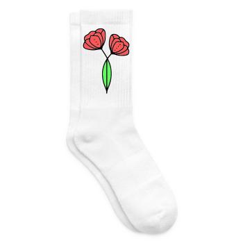 mohnblume-mohnblumen-minimalistisch-line-art-6 - Tennissocken - Weiß - Rechts