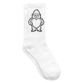 Gorille au cœur – fort et aimant à la fois - Chaussettes de tennis - blanc - Droite
