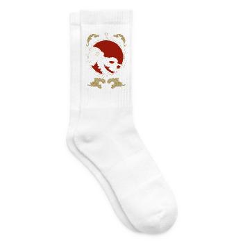Octopus im roten Mond – Art Deco Gold - Tennissocken - Weiß - Rechts