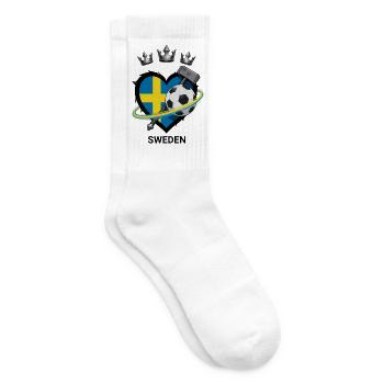 Sweden Football Hammer Heart Fan Design - Tennis socks - white - Right