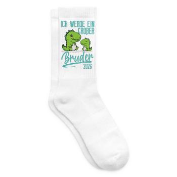 I'm going to be a big brother dino 2026 baby - Tennis socks - white - Right