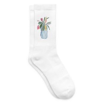 Colorful bouquet in vase tulips design - Tennis socks - white - Right