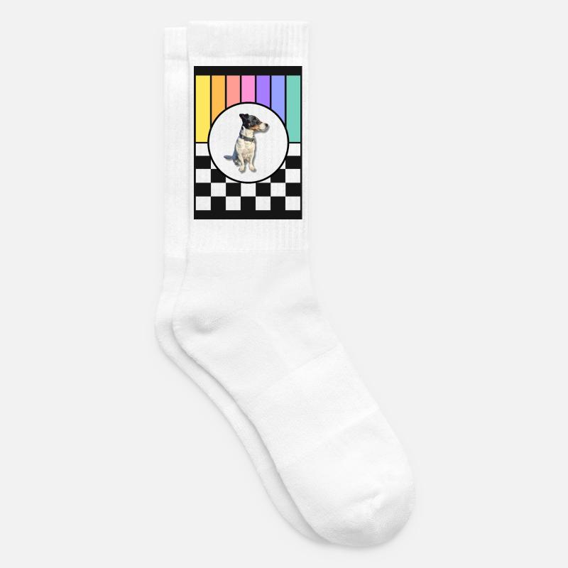 Hund im Regenbogenrahmen - Tennissocken - Weiß